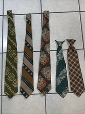 Lot Of 5 Vintage 70's NeckTies Clip On Ties Cervantes Saddle Club Brittania