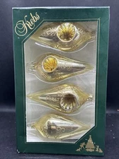 Christmas By Krebs Glass Aztec Gold 2 5/8” Balls With Drop Reflector