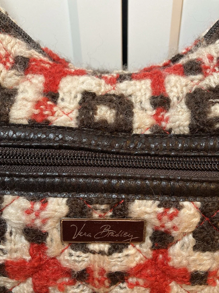 Vera Bradley Marrón Rojo Lana a Cuadros Tweed Clásico Bolso de Hombro Cartera De Colección Y2K Foto 2 de 4