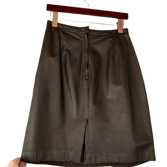 Jupe En Cuir Brass Plum - Taille 11 Petites - Occasion En Très Bon état - Style A-Line