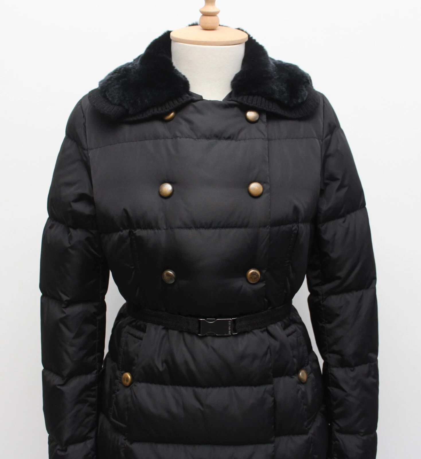 Autentico piumino lungo donna MONCLER alchemille piumino giacca bordo pelliccia nero 1