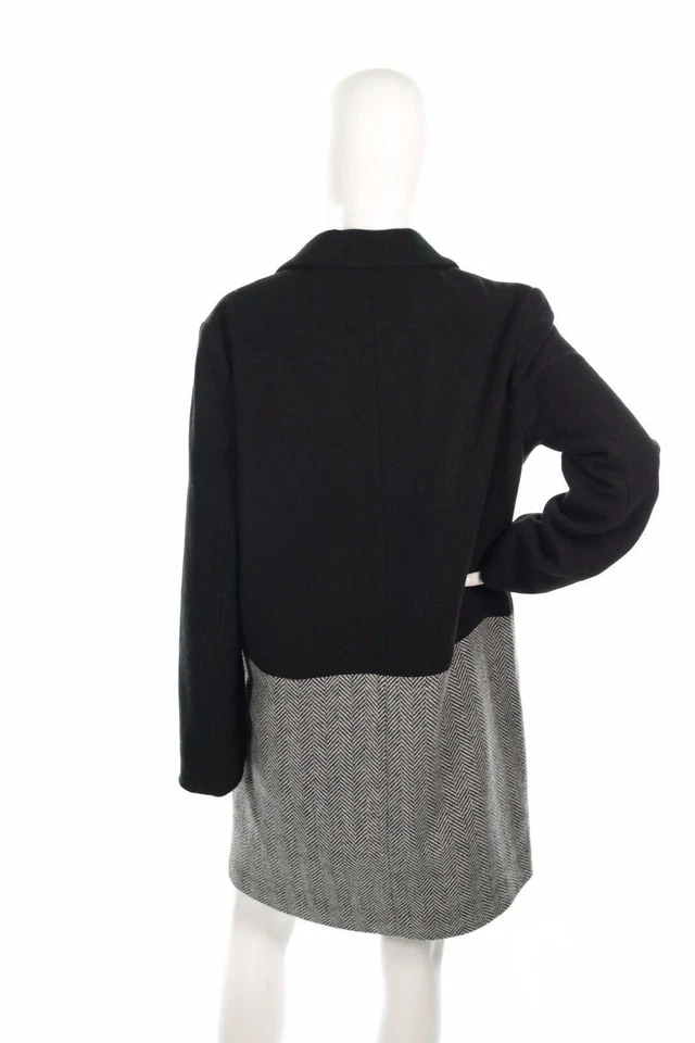 Abrigo de invierno para mujer Clique Couture diseño negro/gris mezcla de lana talla grande Foto 3 de 4