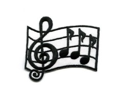 Music - Cleft Note - Notes - School - Band - Crafts - Embroidered Iron On Patch