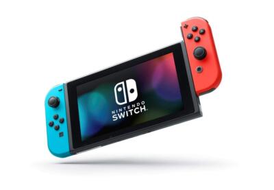 Nintendo Switch with Neon Blue and Neon Red Joy-Con Mario Kart 8