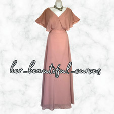 JJ’S ASH PINK MAXI FLOOR LENGTH WEDDING EVENING OCCASION PARTY DRESS SIZE 22
