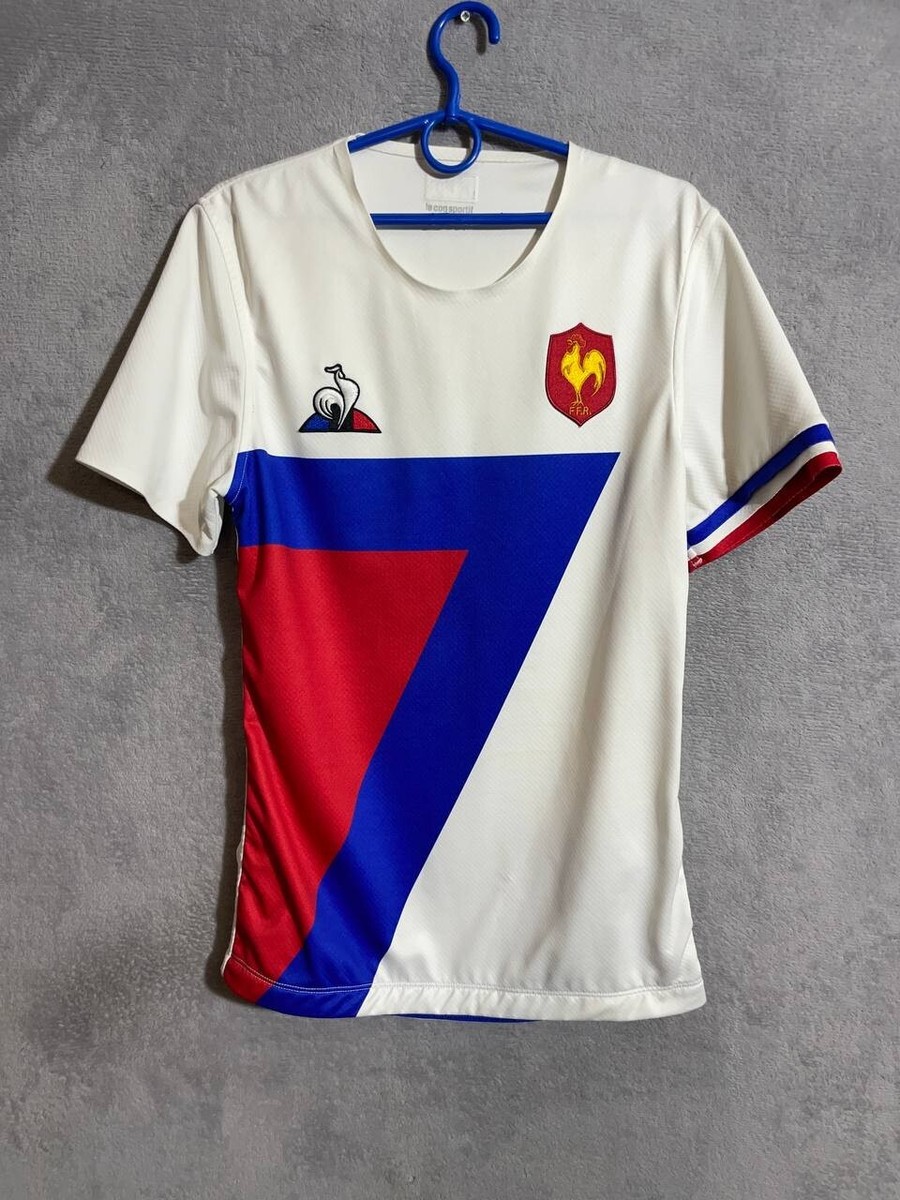 France Team Jersey Authentic Le Coq Sportif Rugby Shirt White Trikot Men  Size S