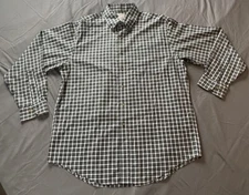 Brooks Brothers Mens Regent Button Down Shirt Navy Blue Plaid Large Long Sleeve