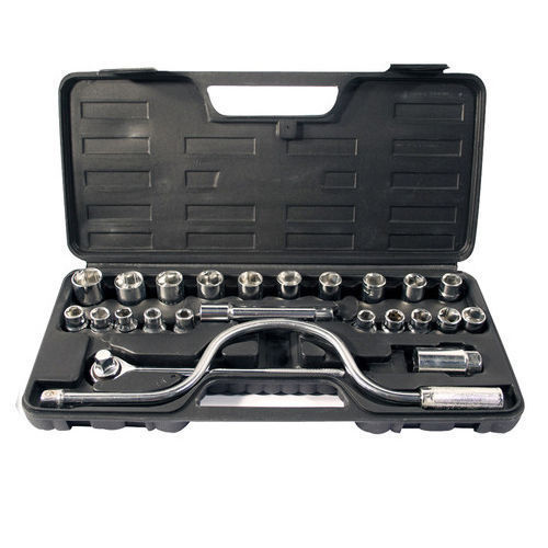 25pc Drive Metric Socket Set Extension Bar 1/2" 3/8" SPEEDER HANDLE + Carry Case - Afbeelding 1 van 2