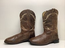 VTG BOYS SMOKY MOUNTAIN COWBOY SQ TOE BROWN BOOTS SIZE 3.5 R