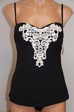 NWT Kenneth Cole Reaction Swimsuit Tankini 2pc Set Sz L BLK Bandeau