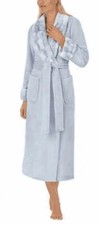 Carole Hochman Women's Long Plush Wrap Robe with Patch Pockets, Blue, Large 