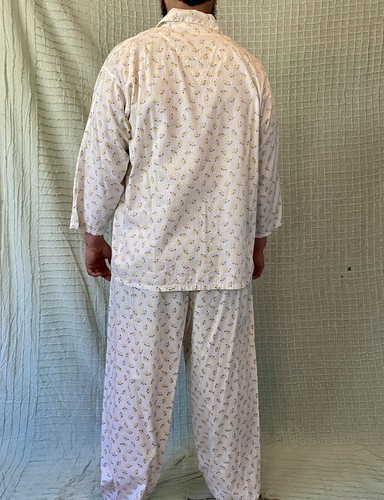 Vintage 50s Yellow & White Arrow Cotton Pajama Pants Set BVD Sanforized size L - Picture 4 of 13