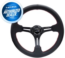 New Nrg Deep Dish Steering Wheel Black Leather Center Red Stitch Rst-018r-rs
