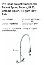 Encore wall mount pre-rinse faucet.