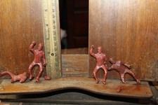 Vintage Plastic Toy Cowboy Action Figure Horse Rider Plus 3 Broken For Parts