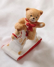 Lucy and Me Rigg Teddy Bear On Rocking Horse Bisque Teddy Bear On Rocking Horse