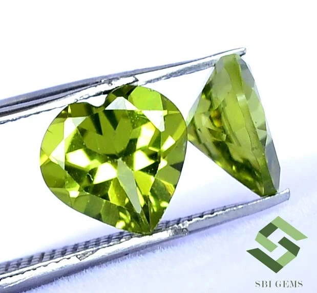Certified Natural Peridot Heart Shape Cut Pair 8x8 mm 3.50 CTS Loose Gemstones - Image 3 of 4
