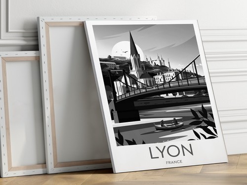 France, Lyon Traditional 40x50cm Stretched Travel Canvas Wall Art Print - Picture 2 of 3