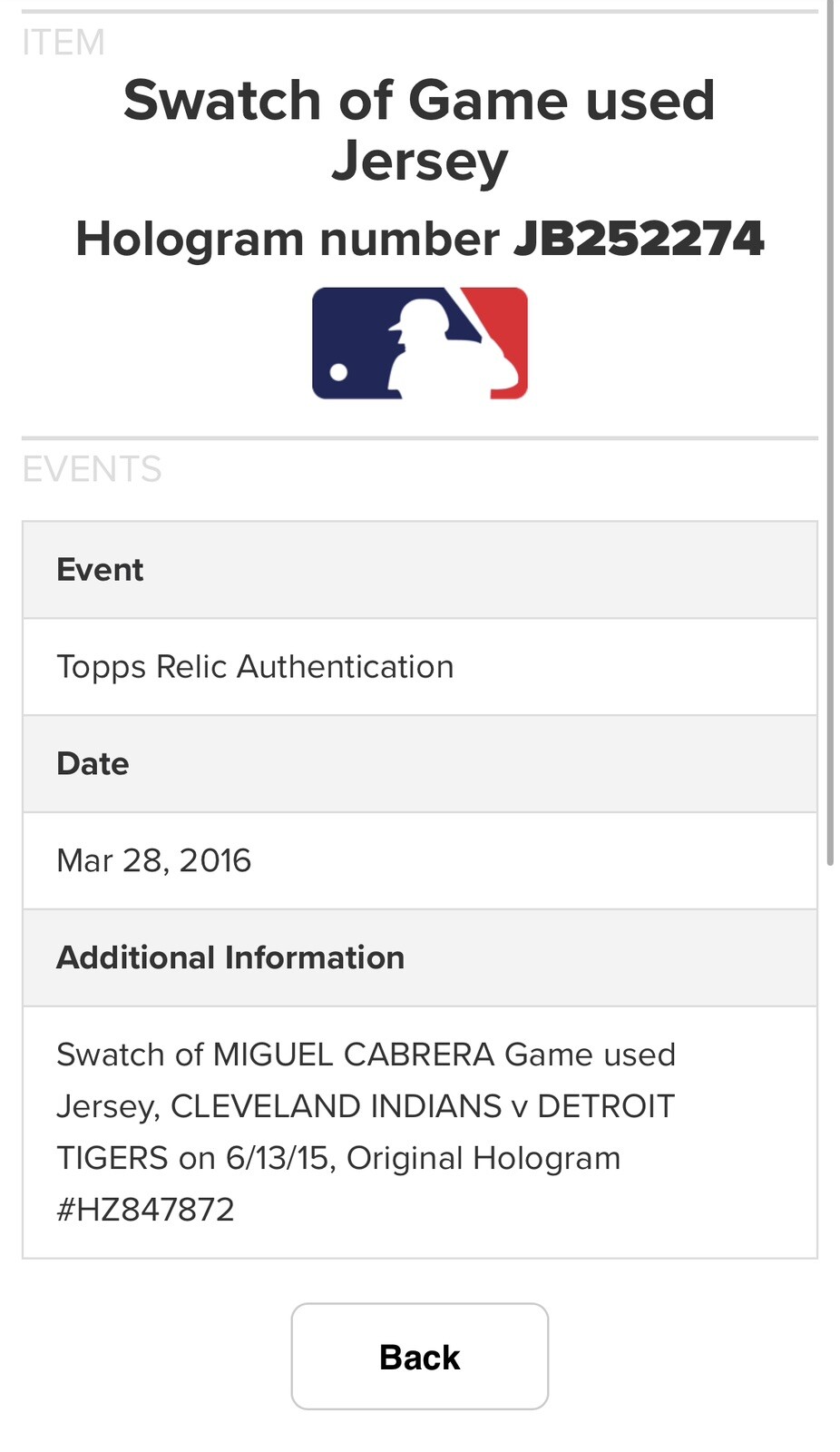 2016 topps strata Miguel Cabrera patch auto PSA 10 game worn 2015 MLB AUTH 2 hit view 7