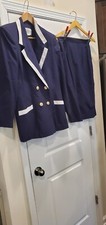 Vintage Oleg Cassini Ladies Skirt And Jacket Vintage Blue And White Suit 12...