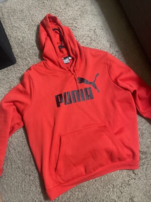 Puma Men s Red Hoodie Black Logo Graphic With Pockets Size XXL