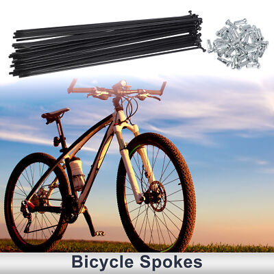 Set 13G 199mm Length Bicycle Spokes Nipple 45 Steel Black