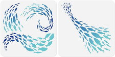 2 Pack School of Fish Ocean Animal Stencils for Painting 11.8 X 11.8 Inch Reusab