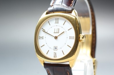 Dunhill Centenary YXQH Quarz Datum Herrenuhr weißes Zifferblatt Swiss WR30M...