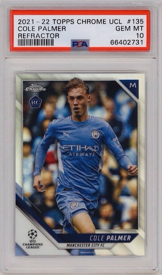 COLE PALMER Rookie 2021 Topps Chrome UCL Refractor Man City RC #135 PSA 10