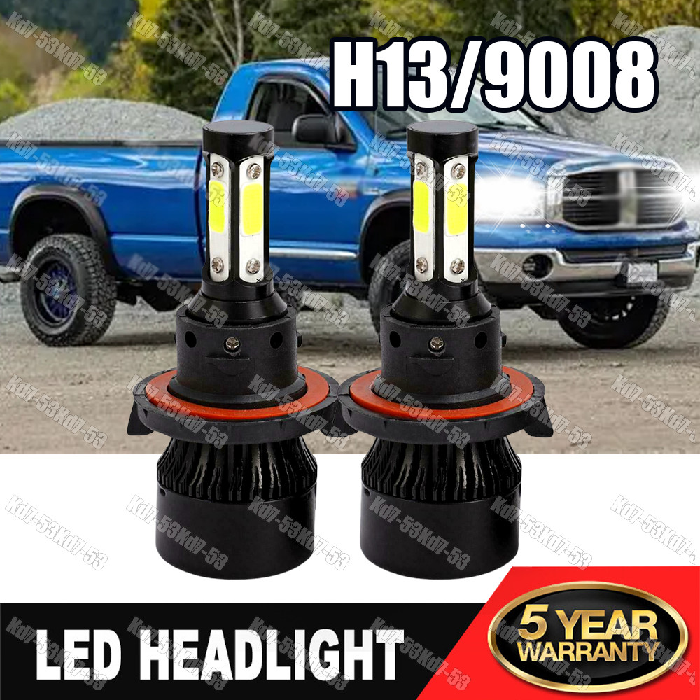 LED Headlight High Low Bulbs White 10000K For Dodge Ram 1500 2500 3500 2006-2008