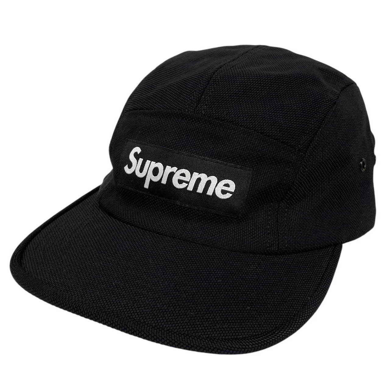 Casquette de baseball Supreme noire lavée chino sergé 5 panneaux camp
