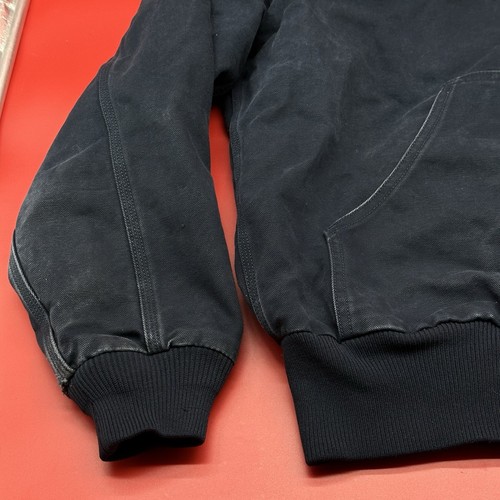 Carhartt Men's Size Large Navy Blue Thermal Lined Duck Active Hooded Zip Jacket - Picture 3 of 13