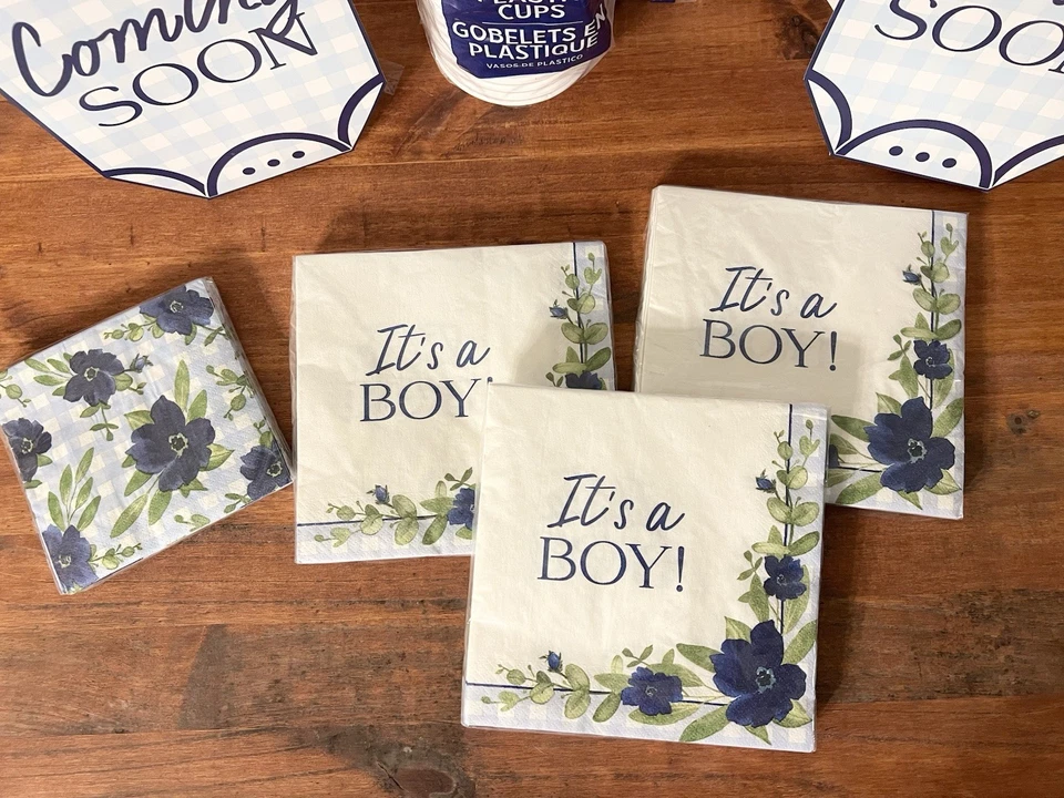 Baby In Bloom Shower Decorating Kit- Cups, Napkins, Table & Wall Decor Baby Boy - Image 2 of 4