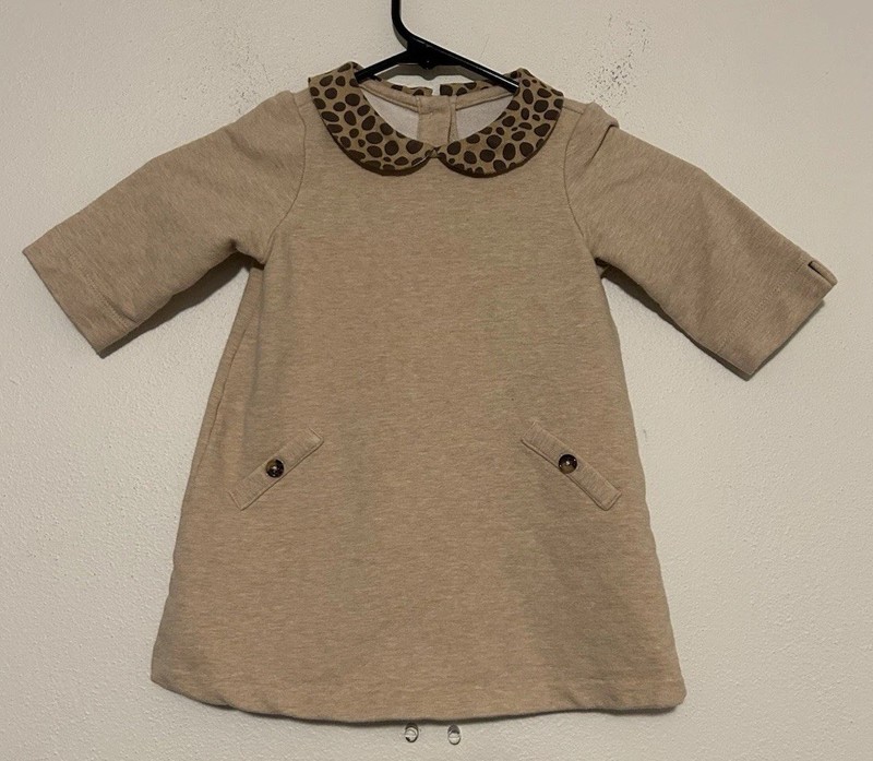 Janie & Jack Girl 18-24 Months Sweet On Spots Long Sleeve Leapard Collar Dress