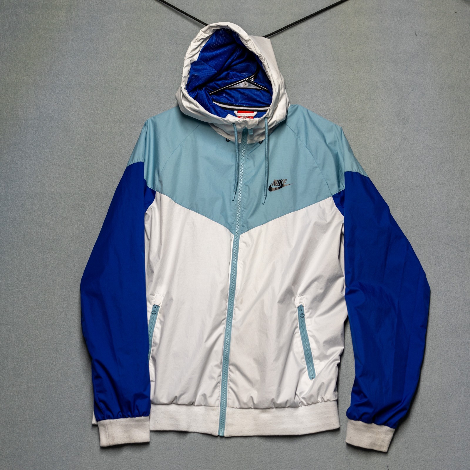 Nike Windrunner Hooded Jacket Mens Medium Blue White Full Zip
