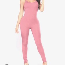 Fashion Nova Season Marsala One Piece Spaghetti Strap Pink Jumpsuit, Size L