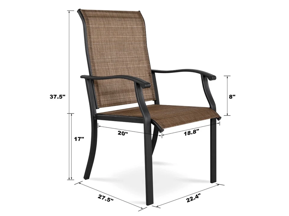 JUEGO DE 2 Sillas de Comedor Nuu Jardín Exterior Tela Textilene con Reposabrazos Patio Foto 3 de 4