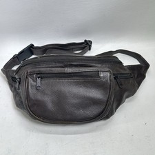 Vtg Leather Fanny Pack Waist Sack Handbag Brown Pebble Pockets Lined Adj Strap