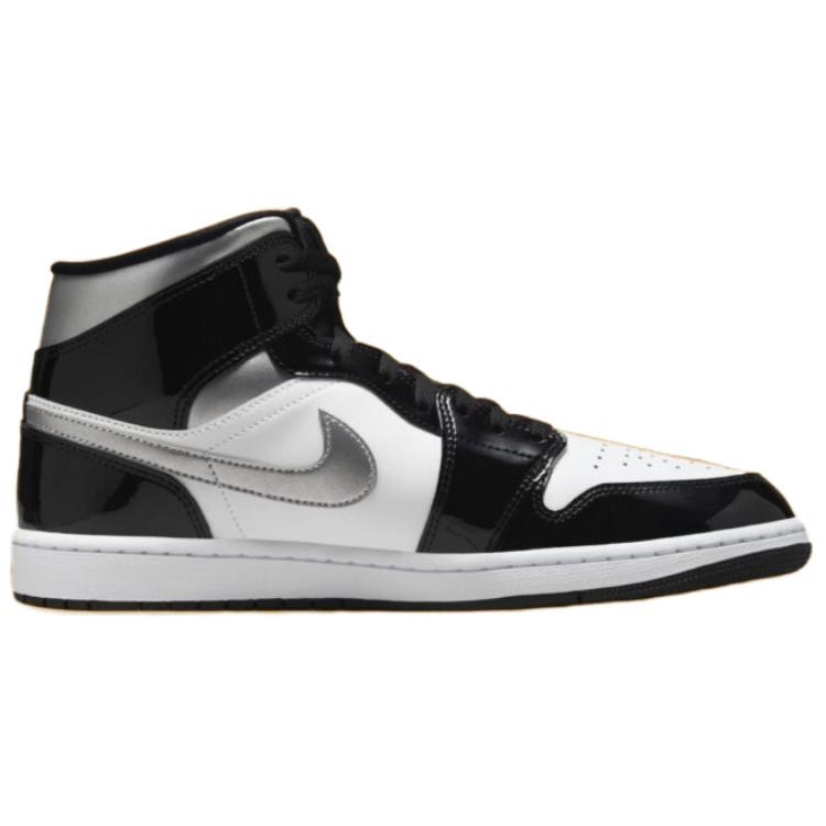 Size 14 - Air Jordan 1 SE Mid Black White Metallic Silver for sale
