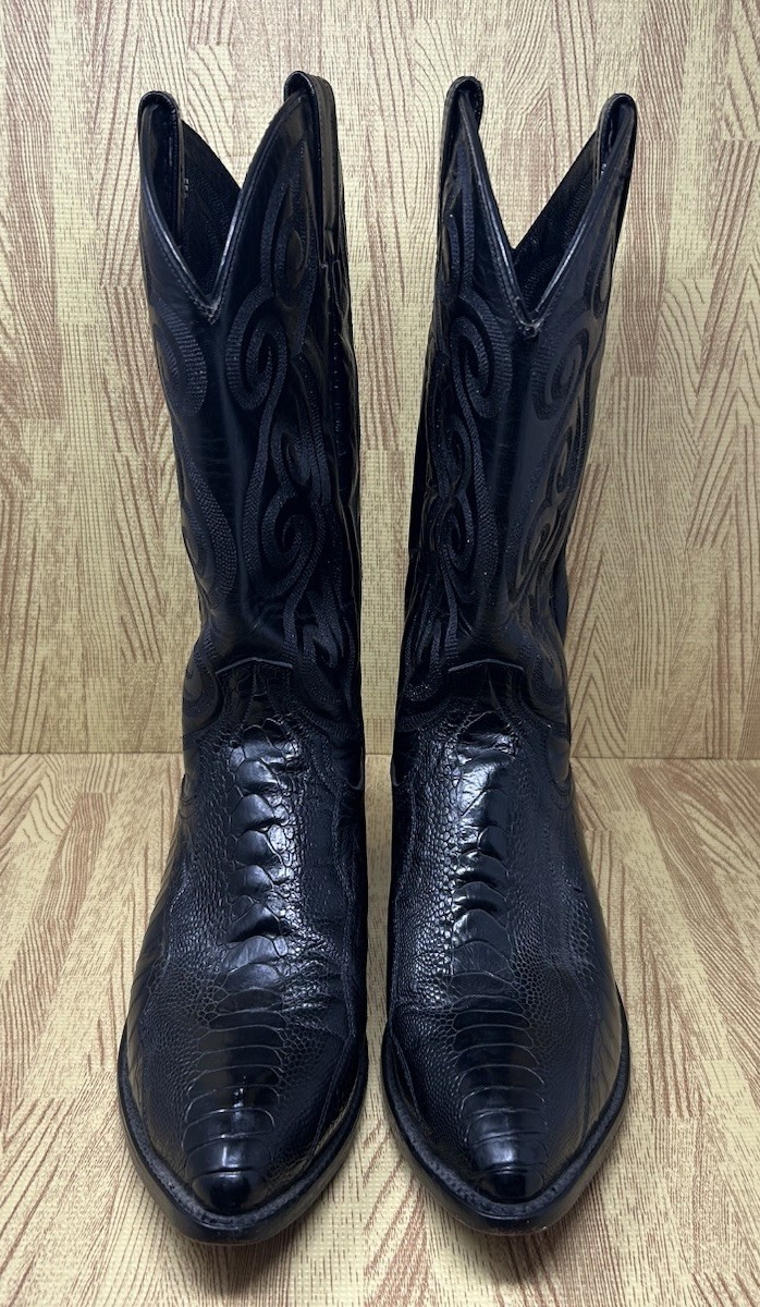 Dan Post Ostrich Leg Western Boots Cowboy Black M… - image 3