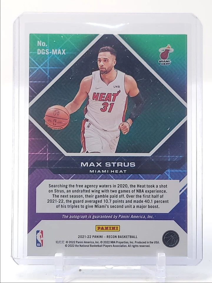 MAX STRUS 2021-22 RECON DESTINED FOR GREATNESS BLUE AUTO /49 Q4408 - Image 2 of 2