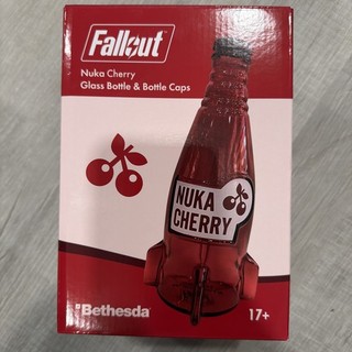 Fallout Nuka Cola Cherry Glass Rocket Bottle & 10 Caps Replica