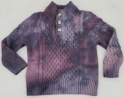 Cat & Jack Boy's 3T Pullover Sweater 4 Buttons Procion Ice Tie Dyed Upcycled **