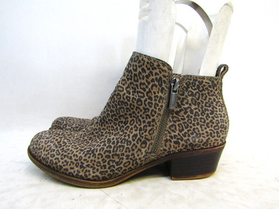 Lucky Brand Womens Size 6.5 M Brown Cheetah Zip Ankle Fashion Boots Bootie