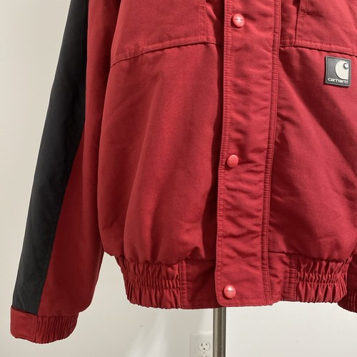 Chaqueta Carhartt Para Hombre XL Roja Negra J105 Malla Forrada Capucha Nylon Color Block Abrigo - Imagen 6 de 10