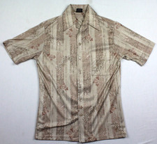 Vintage 70's Joel California Polyester Floral Button-Up Shirt Mens Small Disco