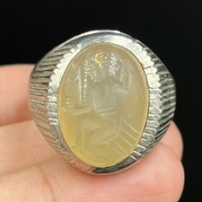 Ancient Roman Bronze Ring With Intaglio Stone