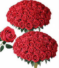 50 PCS Artificial Red Roses Bouquet for Weddings and Special Occasions