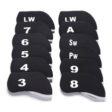 12pcs Golf Club Iron Head Covers Neoprene Iron Cover 3-LW Protect Case Fit Bo...