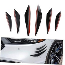 6PCS Car Spoiler Canards Kit, Universal Front Bumper Lip Carbon Fiber Black